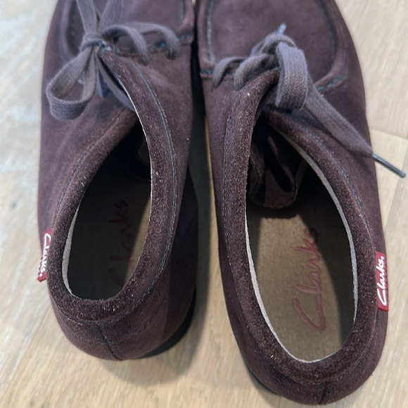 Clark’s Wallabees Chukka Boots Men’s size 12 Dark Brown Suede Boots Tie Leather - Picture 8 of 9